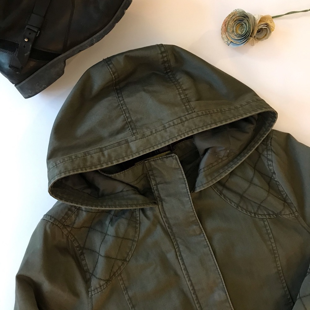 Army Olive Green Hooded Cotton Parka Light Jacket